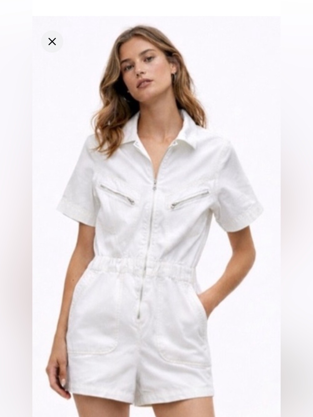 DARLING ZARA UTILITY JUMPSUIT IN SIZE SMALL. White